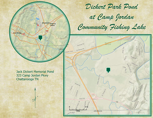 Map of Dickert Pond in Tennessee