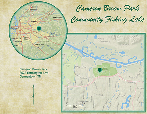 Map of Cameron Brown Lake in Tennessee